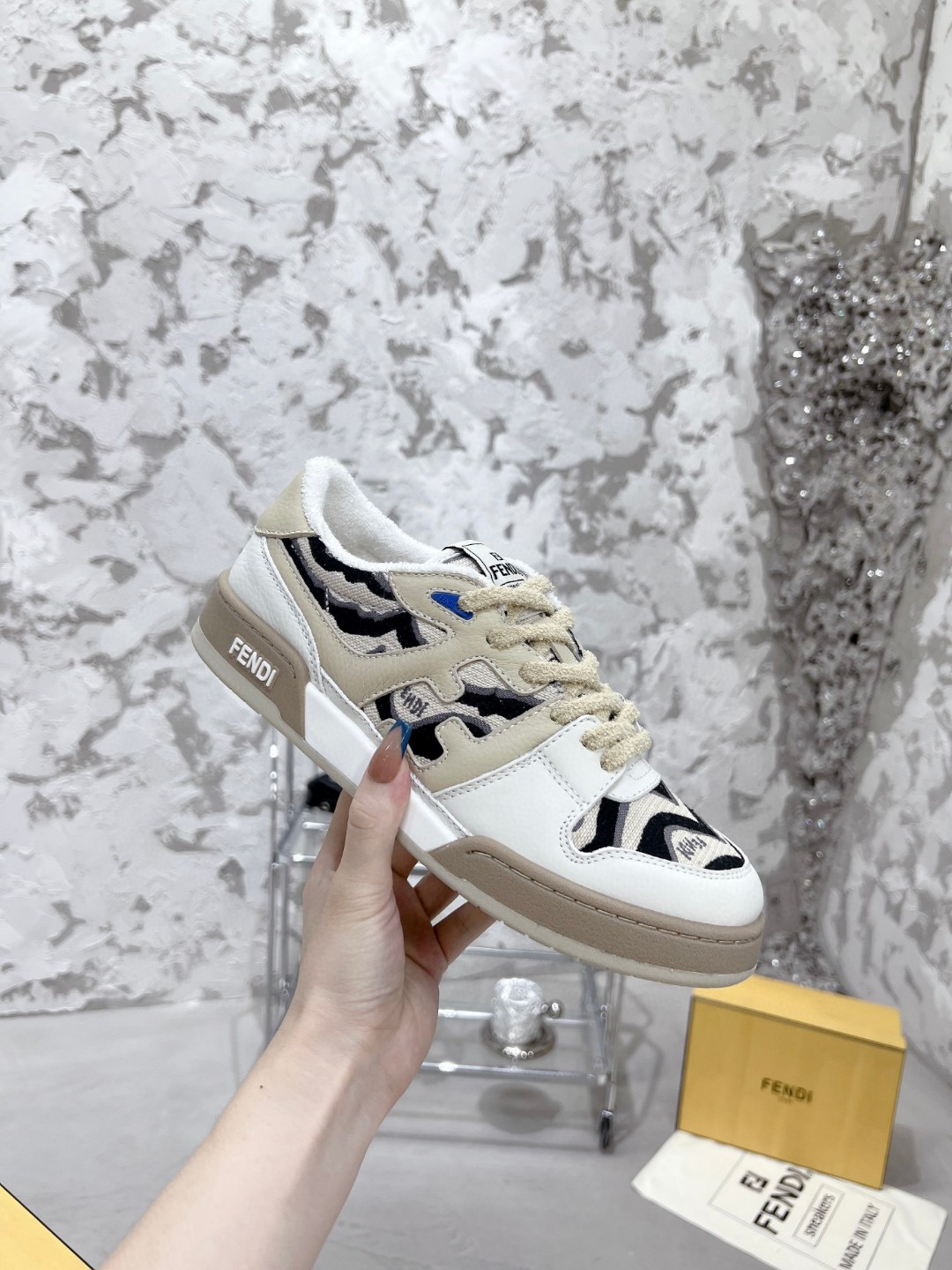 F**di FD F**di Match Low Tops Sneakers Black And White For Women