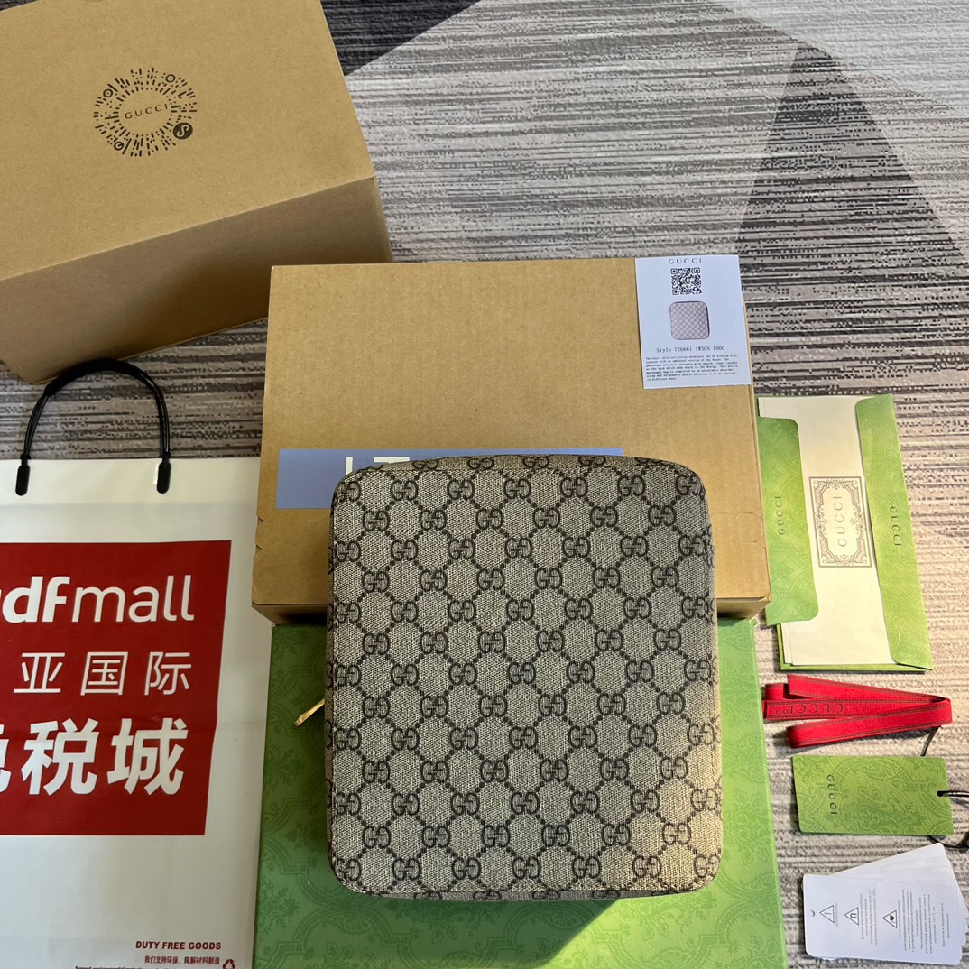 Gvc*1 GG Medium Packing Cube Svp*me Canvas Beige/Grey For Men 7.7in/20cm ‎‎‎726661 KGD0N 4060