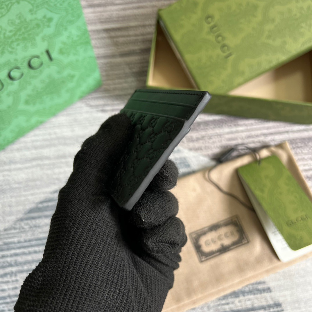 Gvc*1 GG Ssima Card Case Black For Men 3.9in/10cm ‎‎‎262837 BMJ1N 1000