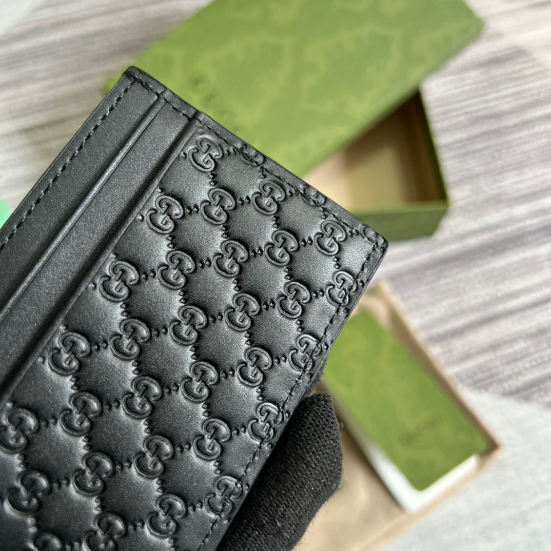 Gvc*1 GG Ssima Card Case Black For Men 3.9in/10cm ‎‎‎262837 BMJ1N 1000