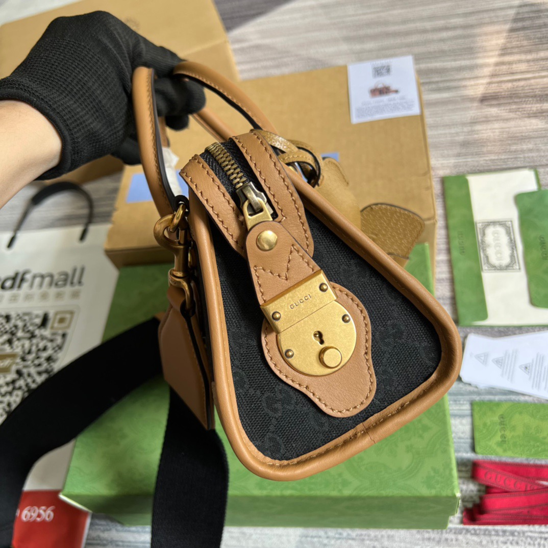 Gvc*1 Mini Top Handle Bag With Double G Brown/Grey For Men 8.7in/22cm