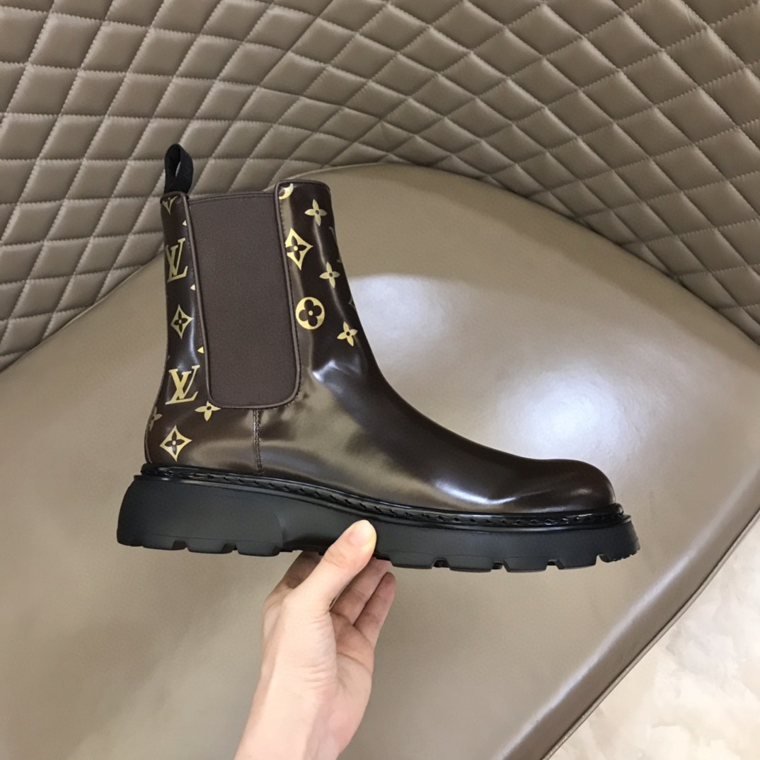 L0vis Vvtt0n LV Bold Chelsea Boots Monogram Flower Brown For Men 1A9FEI