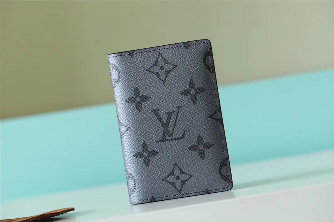 Pocket Organizer Monogram Flowers Gray For Men 4.3in/11cm
