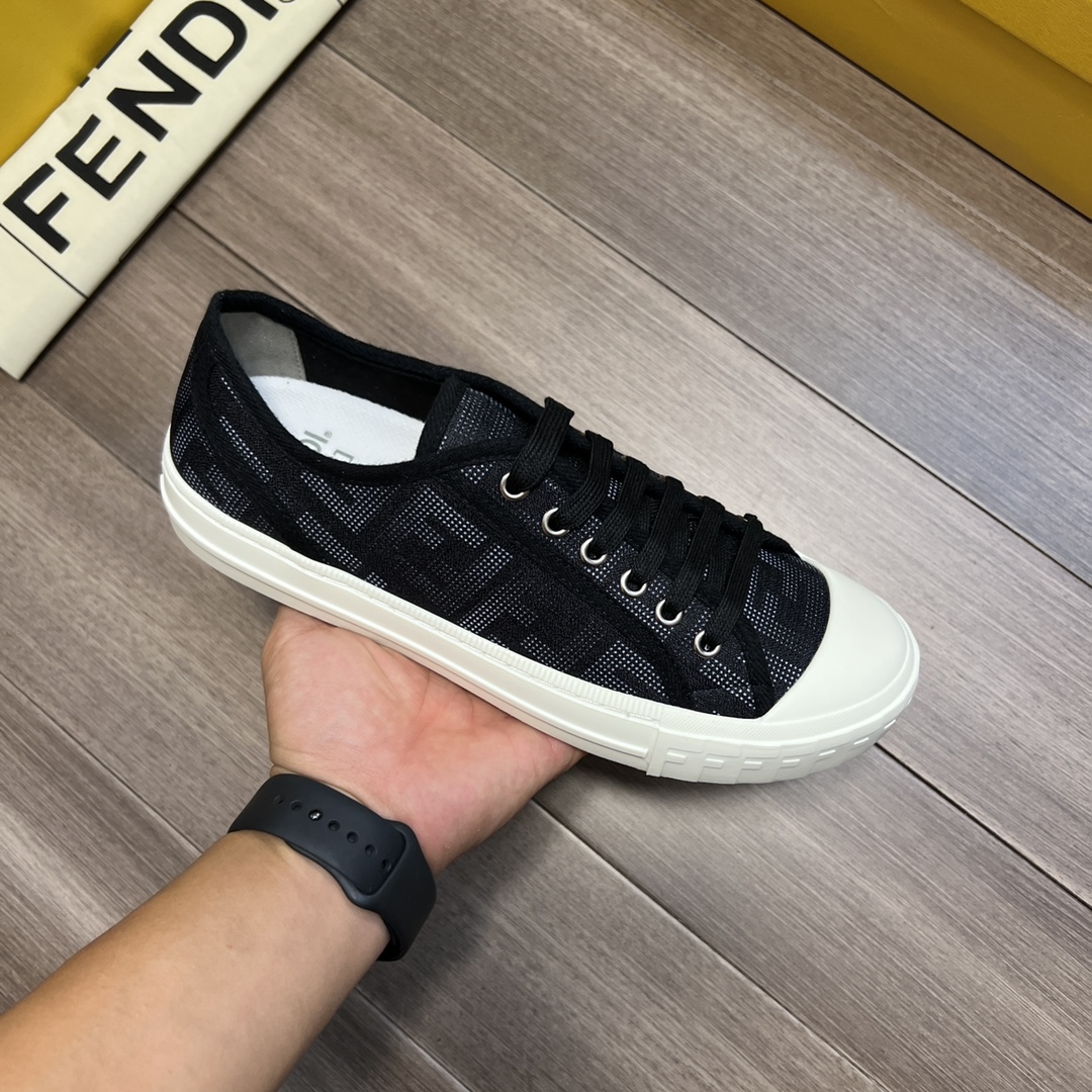 F**di FD Domino Fabric Low-Tops Sneakers Black For Men