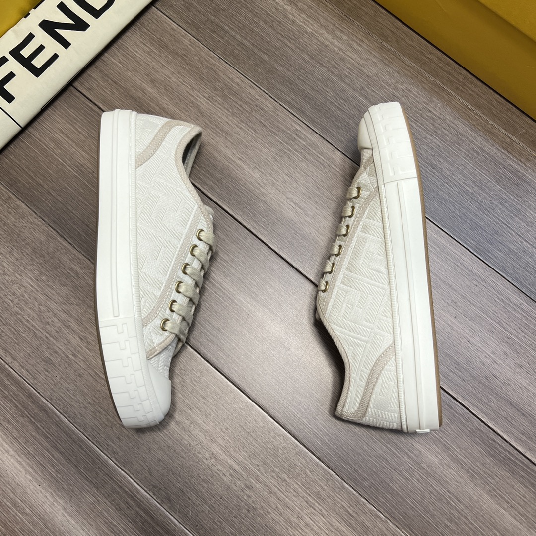 F**di FD Domino Fabric Low-Tops Sneakers White For Men 7E1553AK1PF1GQF