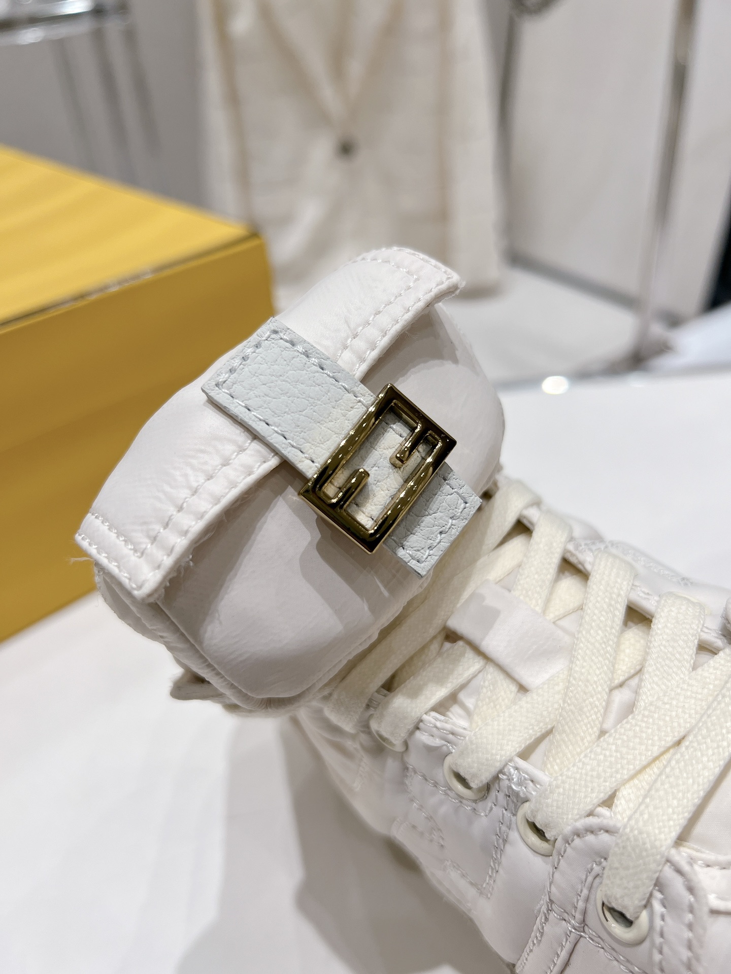 FD F**di Match Lace-Up High-Top Sneakers White For Women