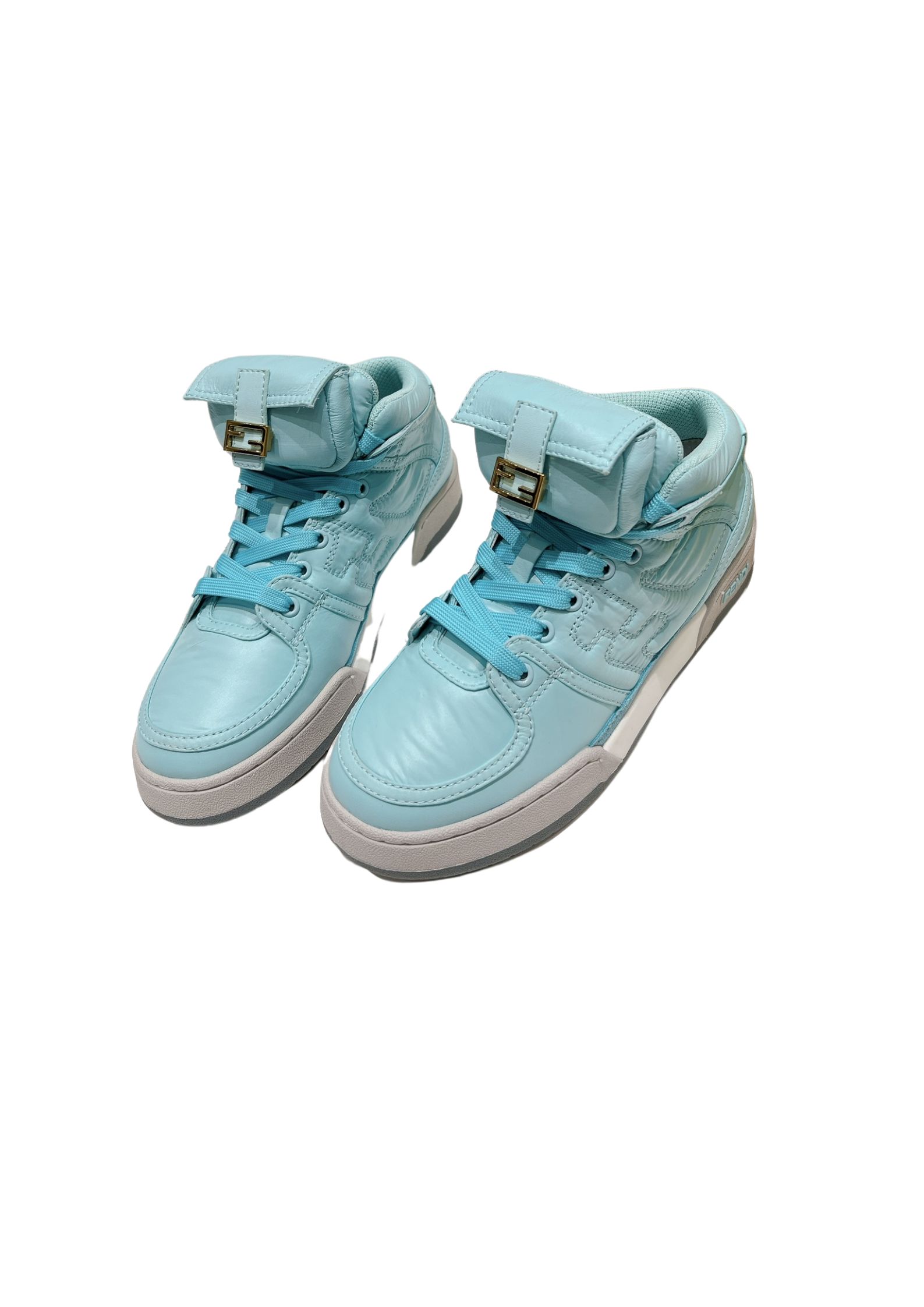 FD F**di Match Lace-Up High-Top Sneakers Blue For Women 8E8380ALIRF1JGC