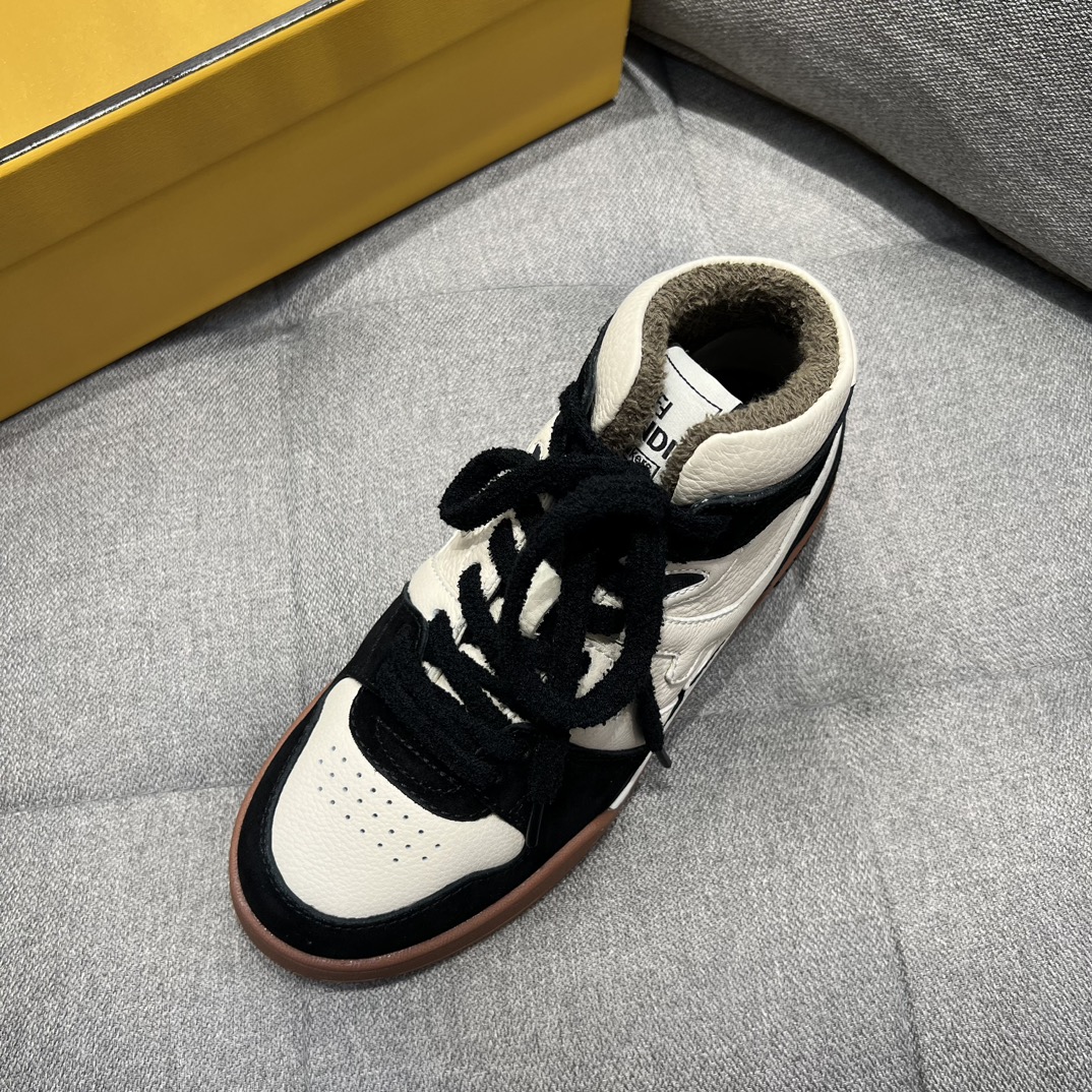 F**di FD F**di Match Lace-Up Hight-Tops Sneakers Black For Men 8E8358AHH2F1FZB