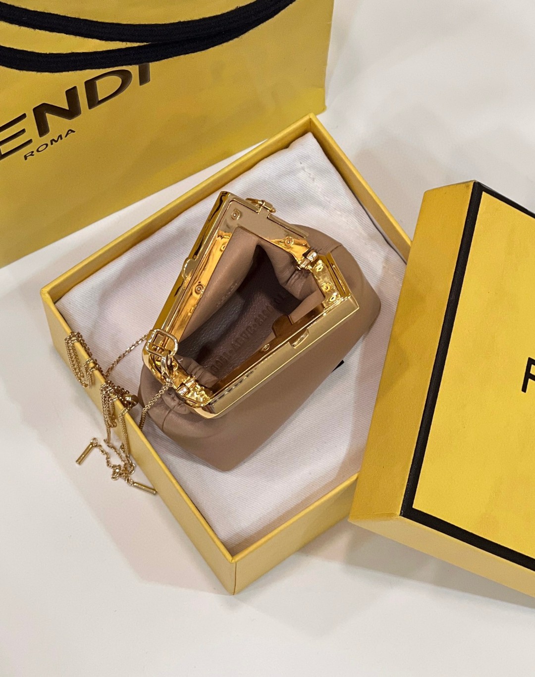 F**di FD First Nano Bag White/Beige/Multicolor For Women 4.6 in/ 11.5 cm