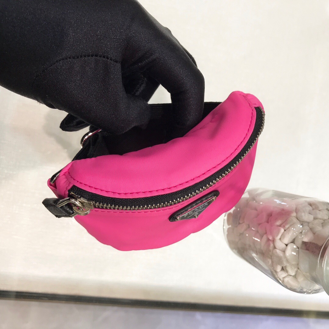 Pra*a Nylon Wristlet Clutch Bag Black/Pink/Red For Women 5.1 in/ 13 cm 2TT095_D02_F0002