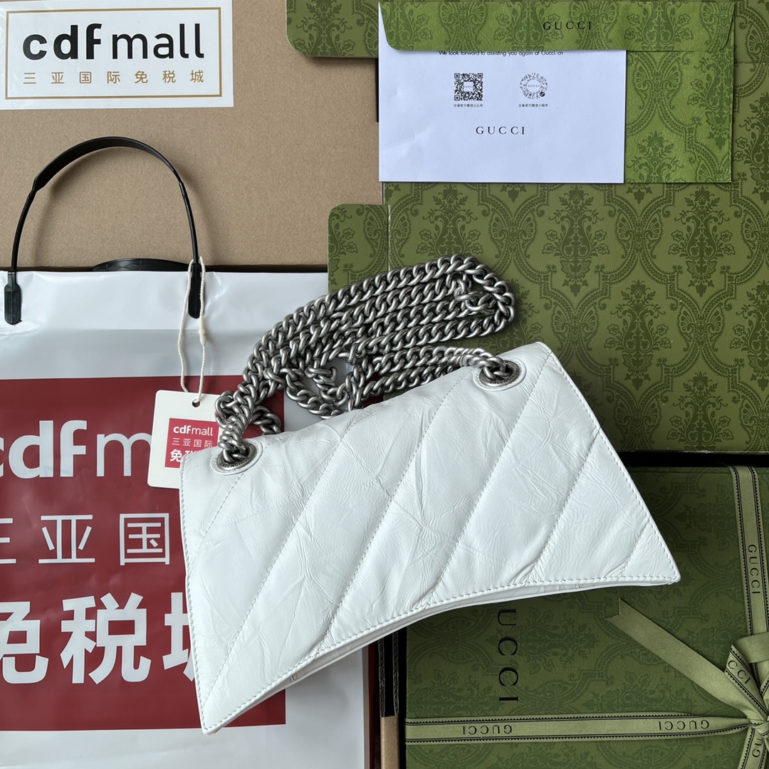 Ba1en*iaga Crush Small Chain Bag Black/Silver/White For Women‎ 9.8in/24.9cm 716351210IY1000