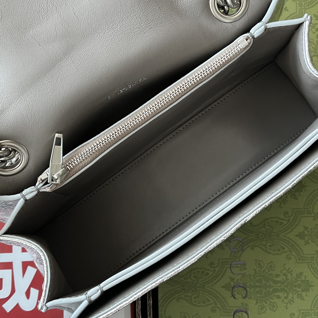 Ba1en*iaga Crush Small Chain Bag Black/Silver/White For Women‎ 9.8in/24.9cm 716351210IY1000