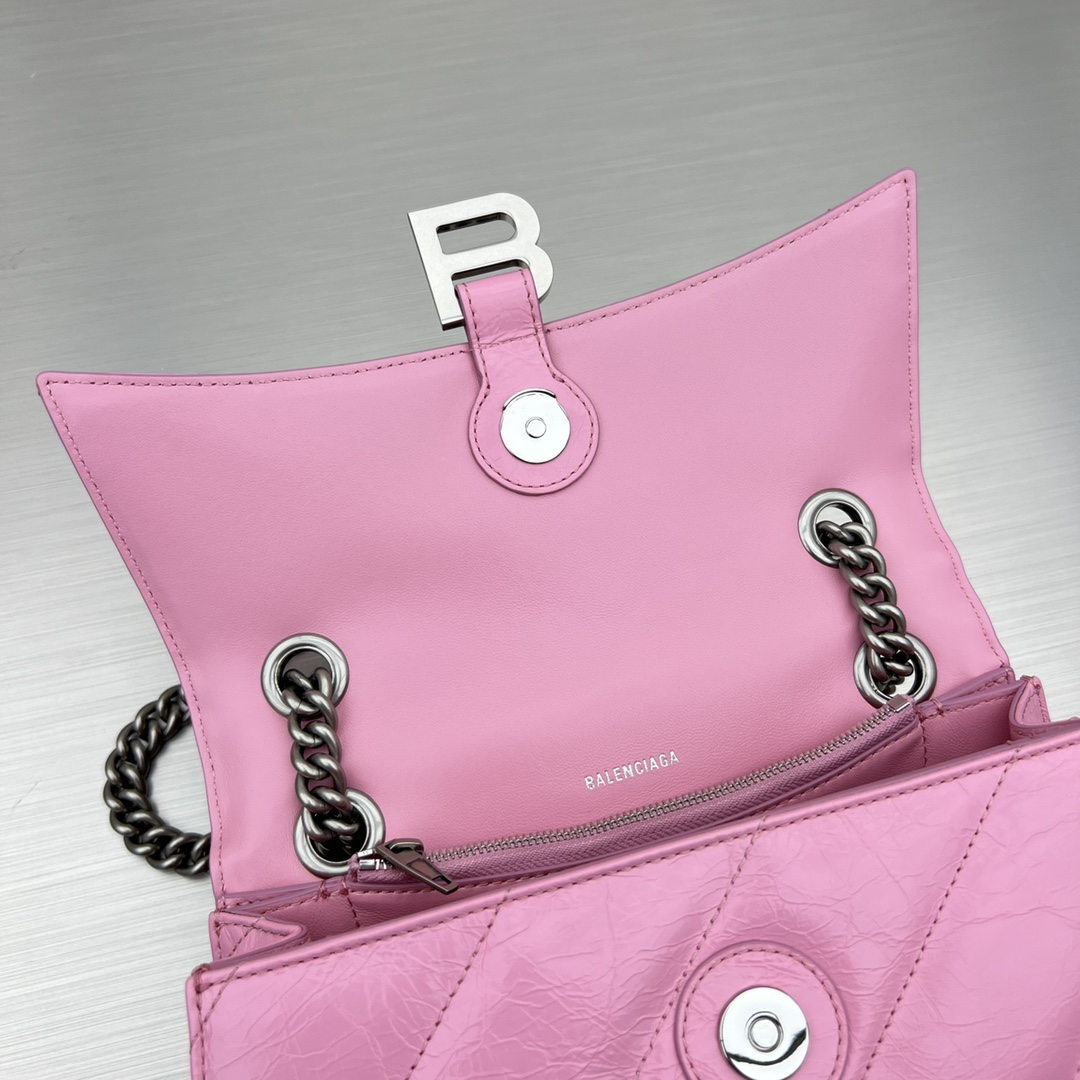 Ba1en*iaga Crush Small Chain Bag Black/Pink/Silver/White For Women‎ 9.8in/24.9cm 716351210J09001