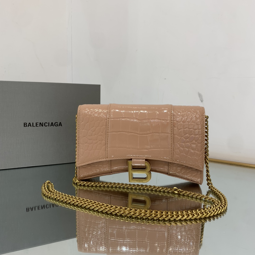 Ba1en*iaga Hourglass Wallet Black/Light Orange For Women‎ 7.6in/19cm 6560501QJ4M1000