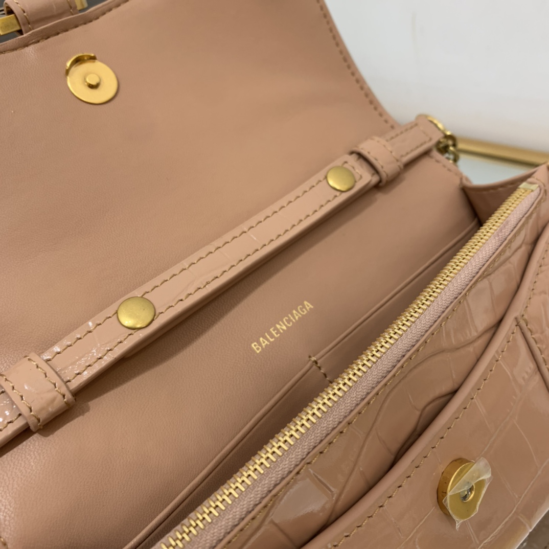 Ba1en*iaga Hourglass Wallet Black/Light Orange For Women‎ 7.6in/19cm 6560501QJ4M1000