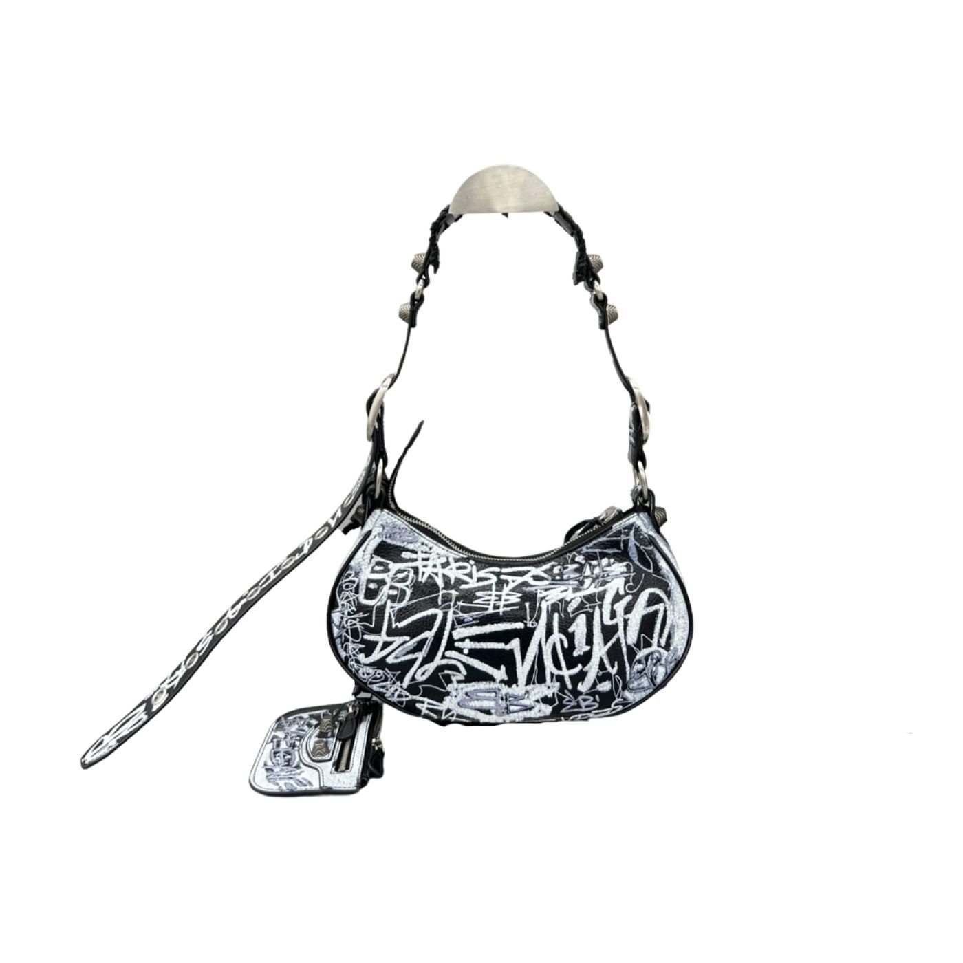 Ba1en*iaga Le Cagole XS Shoulder Bag Black/White For Women‎ 10.2in/25.9cm