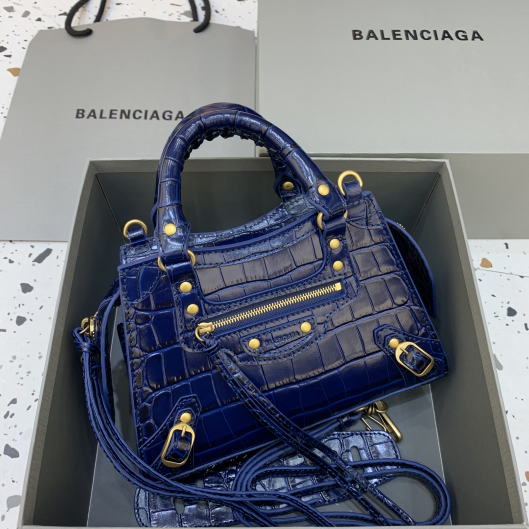 Ba1en*iaga Neo Classic Mini Handbag Black/Dark Blue/Cream/Brown/Green Khaki For Women‎ 8.6in/21.8cm