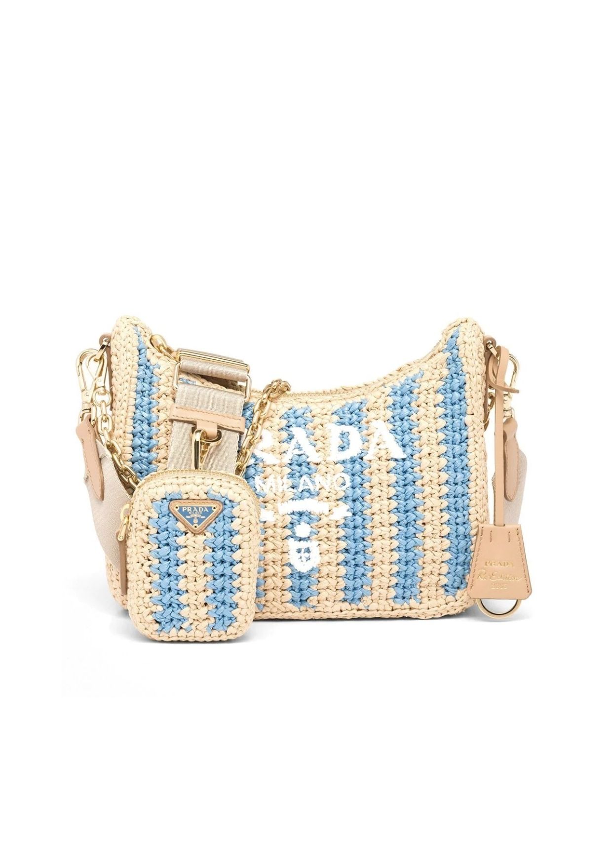 Pra*a Re-Edition 2005 Logo Bag Beige For Women 1BH204VV9R2A2T