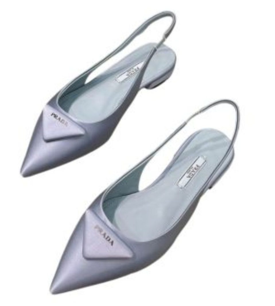 Pra*a Brushed Slingback Pumps Light Blue For Women 0.4 in/ 1cm