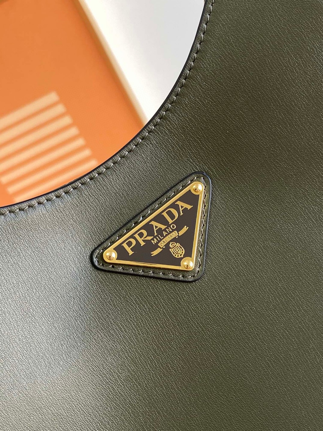 Pra*a Cleo Brushed Shoulder Bag Brown/Green Khaki For Women 10.6 in / 27 cm