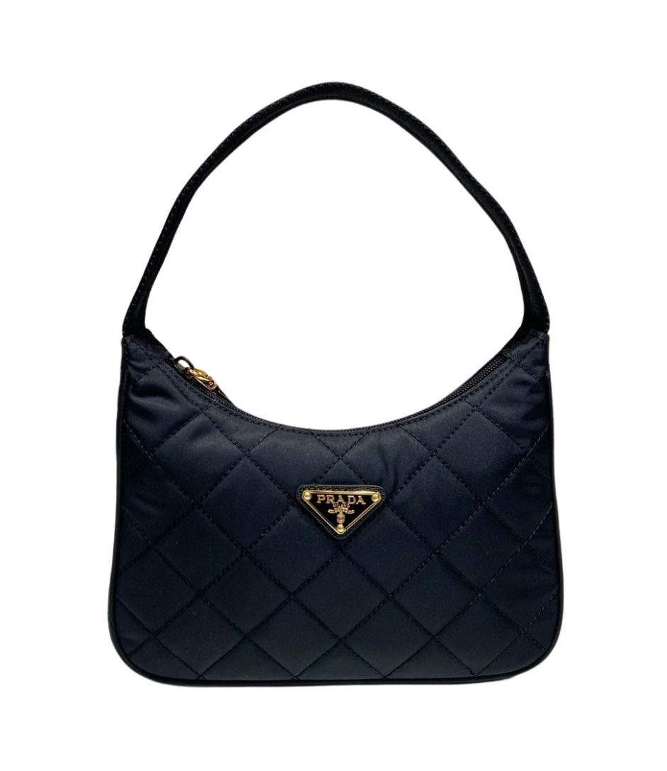 Pra*a Contenitore Maniglia Tessutu Quilted Shoulder Bag Black For Women 9.1 in / 23 cm