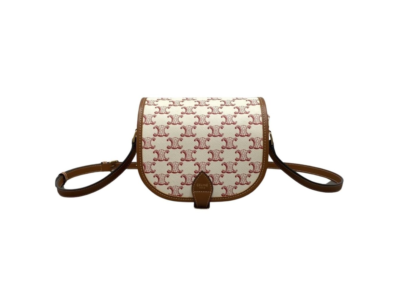 Ce1i*e Folco Bag In Triomphe Canvas With Ce1i*e Print Pink And White For Women‎ 7in/18.5cm