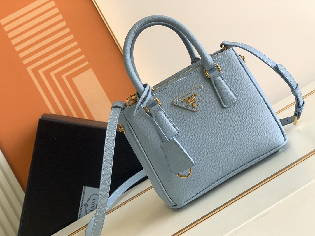 Pra*a Galleria Saffiano Mini Bag White/Beige/Blue/Dark Blue For Women 7.8 in / 20 cm 1BA906_NZV_F0009_V_EOM