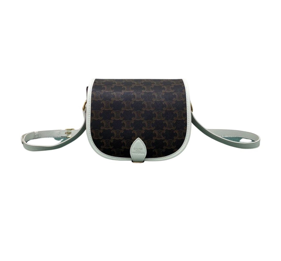 Ce1i*e Medium Folco Bag In Triomphe Canvas With Ce1i*e Print Black And White For Women‎ 7in/18.5cm