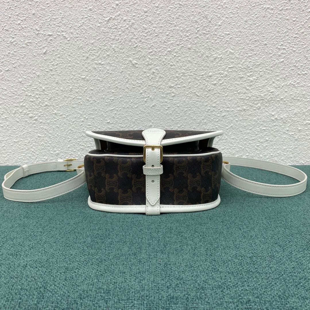 Ce1i*e Medium Folco Bag In Triomphe Canvas With Ce1i*e Print Black And White For Women‎ 7in/18.5cm