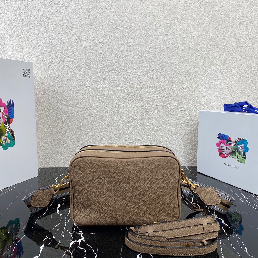 Pra*a Medium Shoulder Bag Grey/Brown/Black For Women 8.6 in / 22 cm