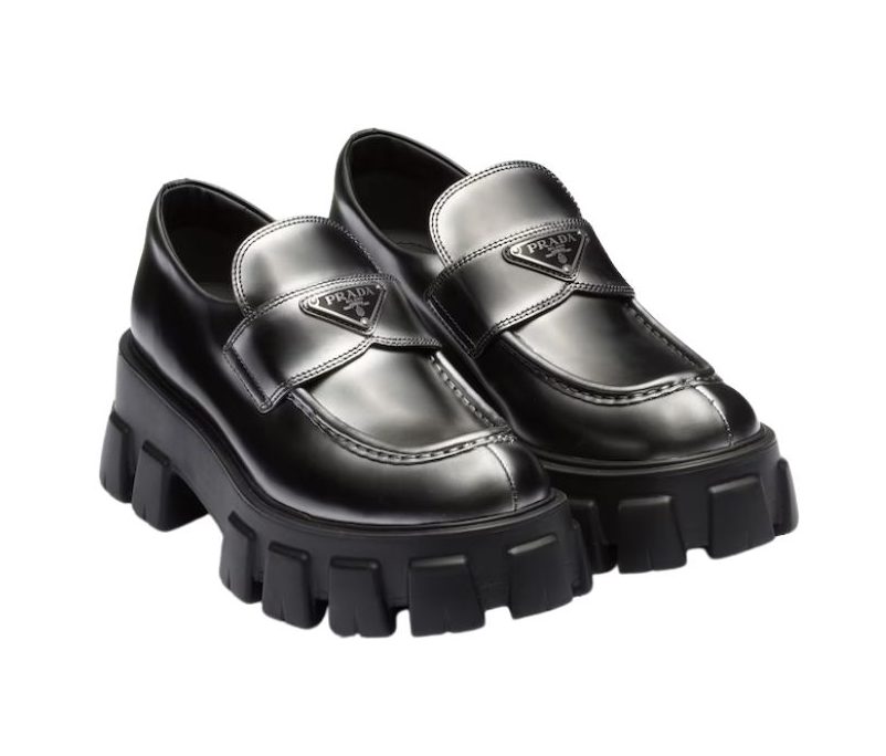Pra*a Monolith Ombré Brushed Loafers Black For Women 2.1 in/ 5.5cm 1D649M_3LMH_F0I89_F_B055