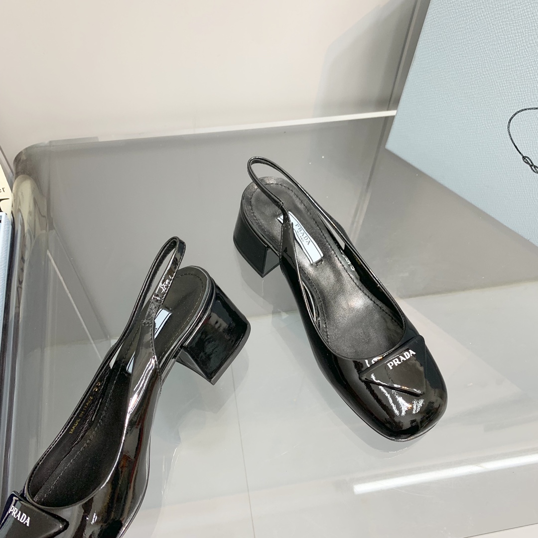 Pra*a Patent Slingback Pumps Black For Women 2.1 in/ 5.5 cm 1I767M_069_F0002_F_045