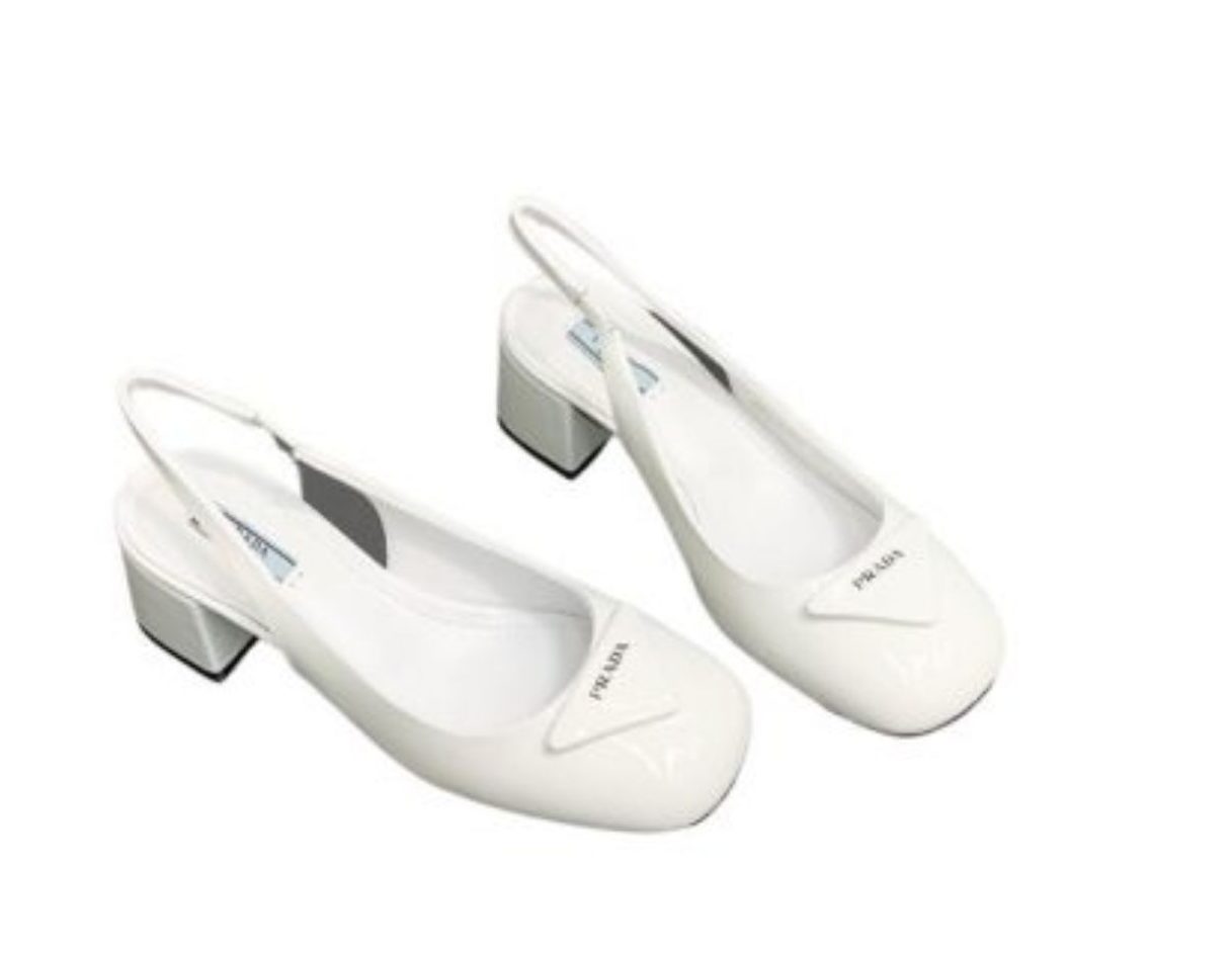 Pra*a Patent Slingback Pumps White For Women 2.1 in/ 5.5 cm