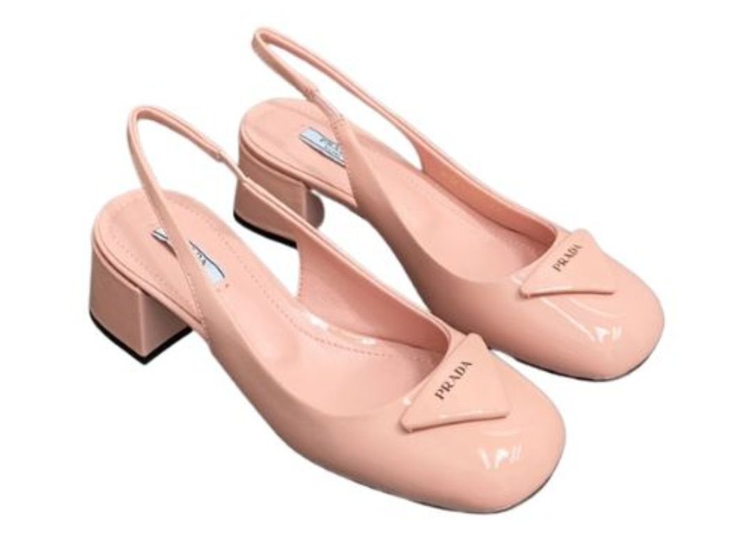 Pra*a Patent Slingback Pumps Light Pink For Women 2.1 in/ 5.5 cm