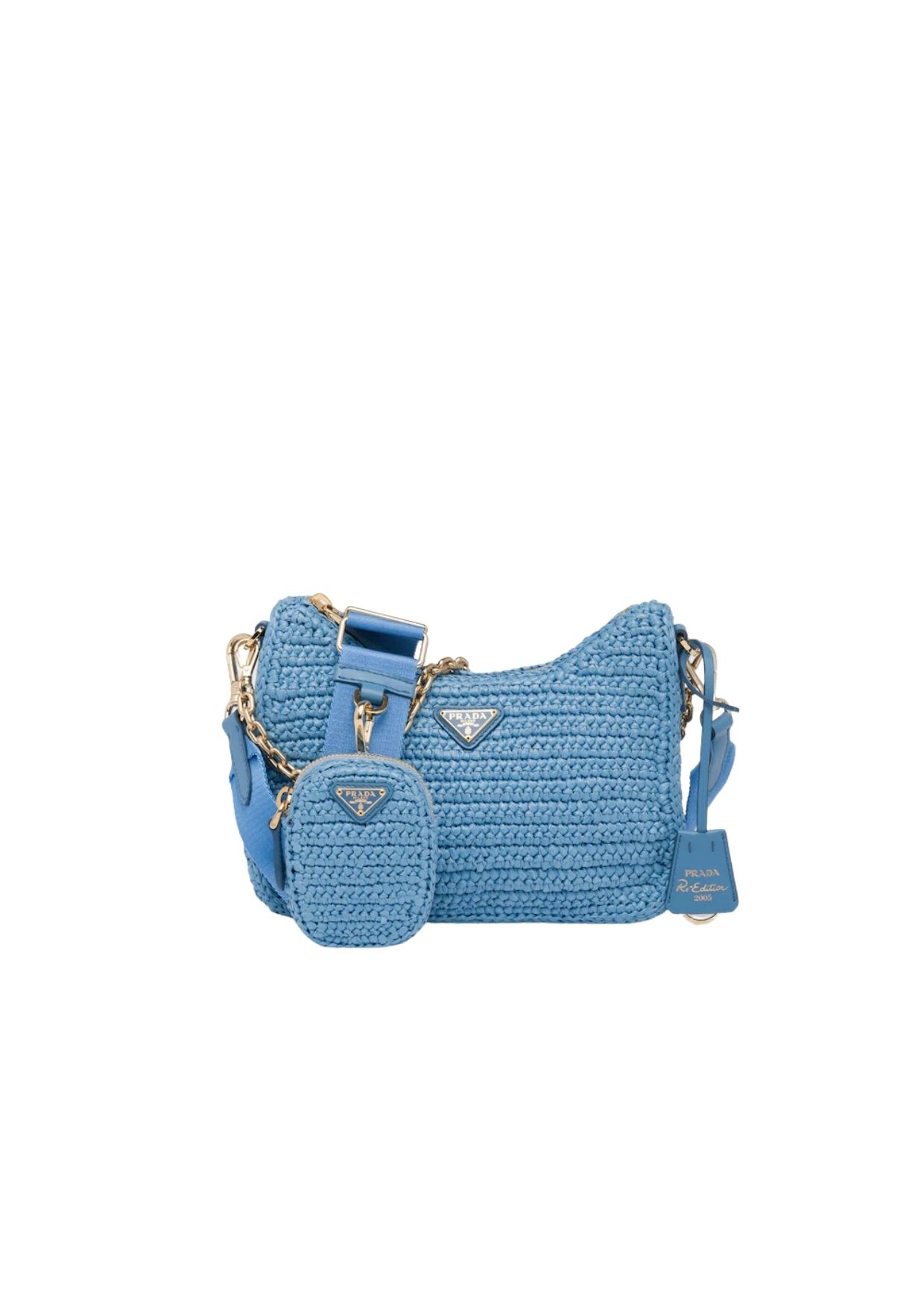 Pra*a Re-Edition 2005 Raffia Bag Blue For Women 1BH204_2A2T_F0076_V_V9L
