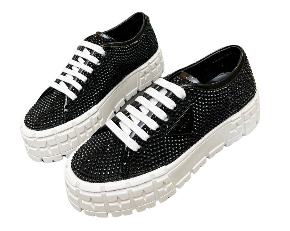 Pra*a Sneakers With Crystals Black For Women 1.9 in/ 5 cm