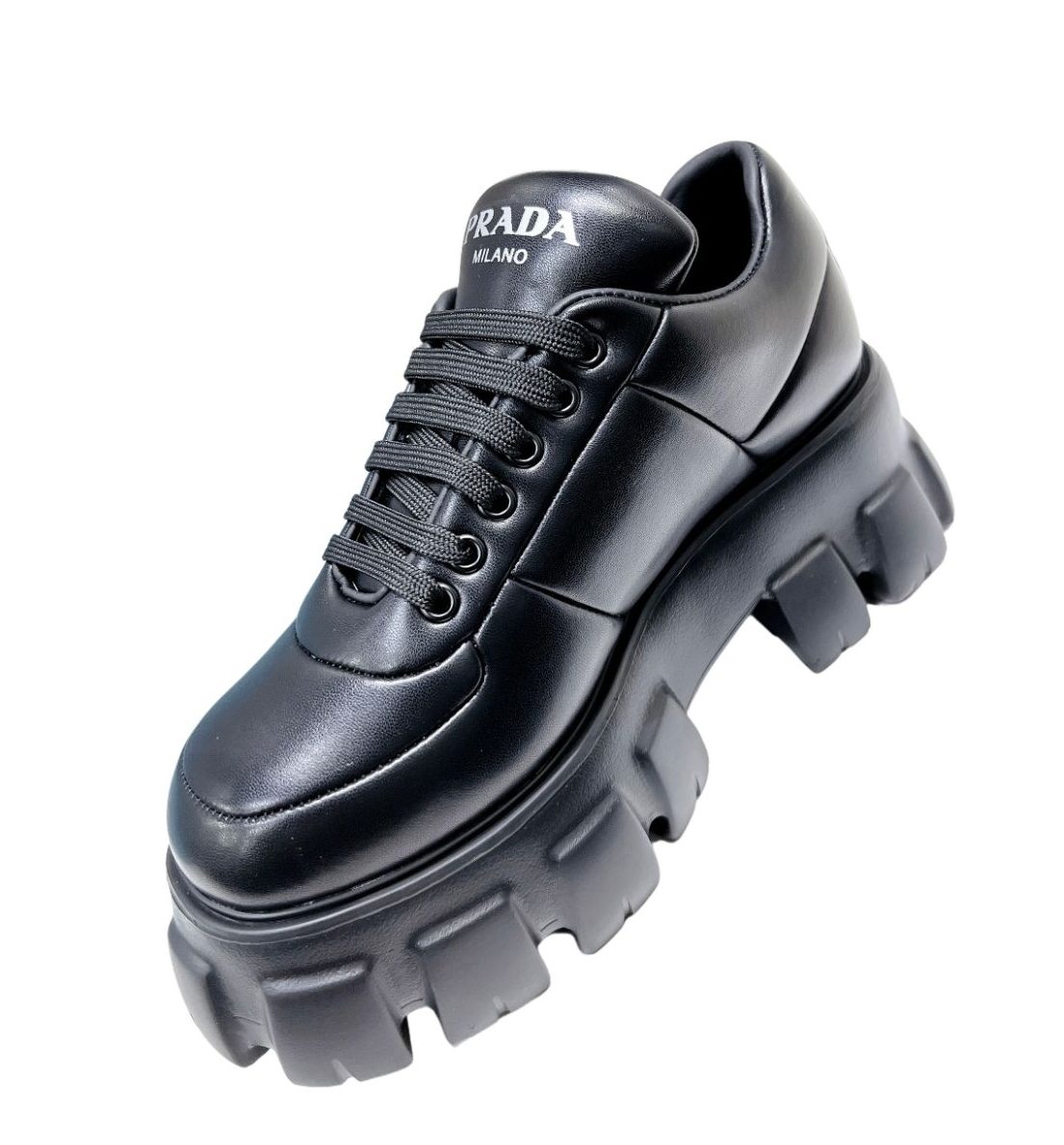 Pra*a Soft Padded Nappa Lace-Up Shoes Black For Women 2.1 in/ 5.5 cm