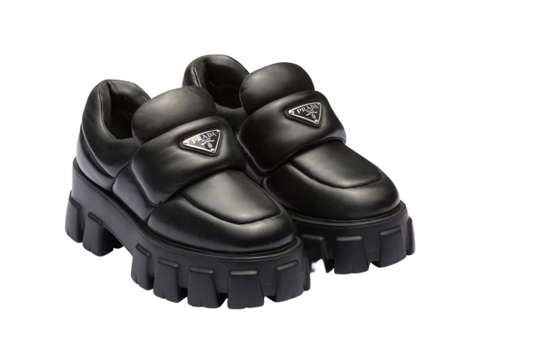 Pra*a Soft Padded Nappa Loafers Black For Women 2.1 in/ 5.5 cm 1D125N_2DL8_F0002_F_055