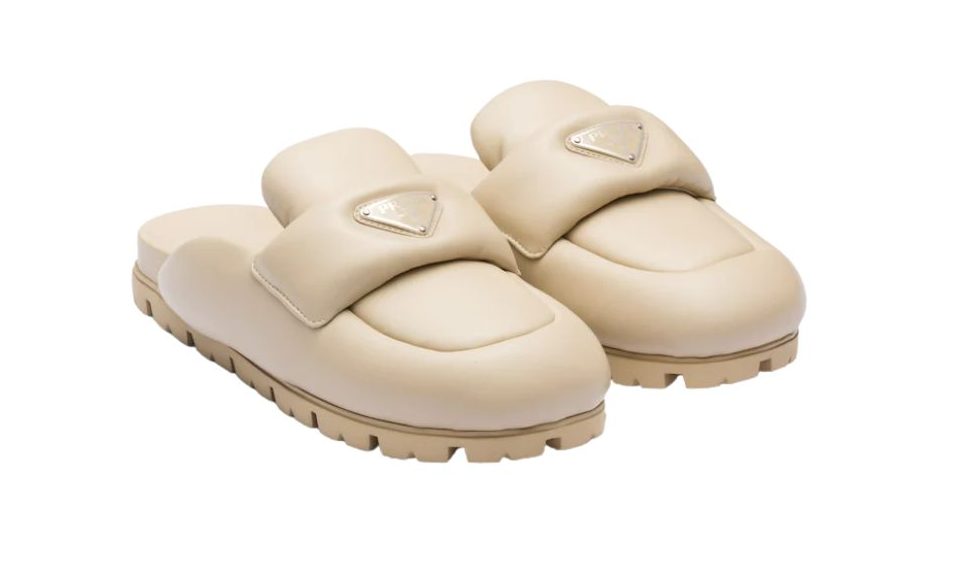 Pra*a Soft Padded Nappa Sabots Beige For Women 0.8 in/ 2cm 1S084N_2DL8_F0F24_F_020