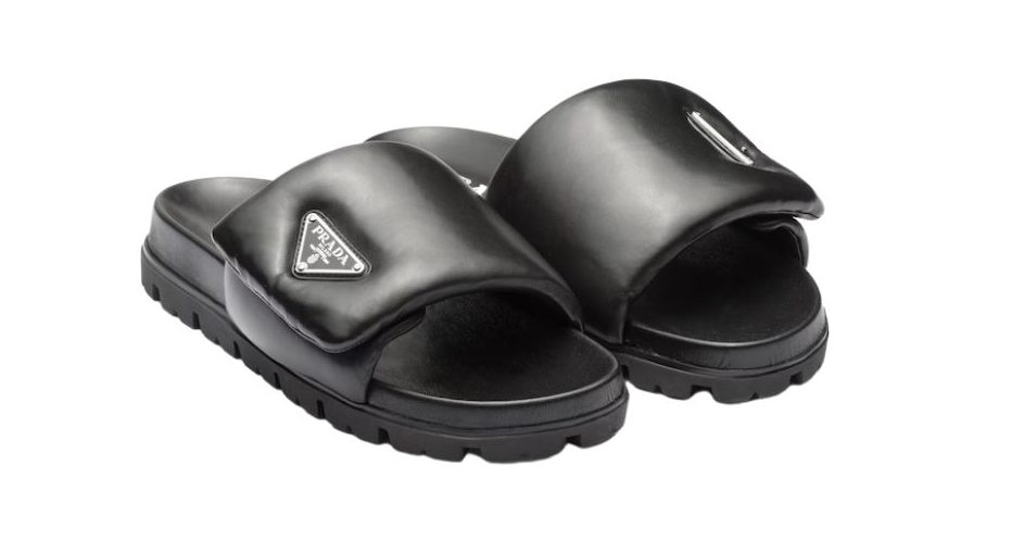 Pra*a Soft Padded Nappa Slides Black For Women 0.8 in/ 2cm 1XX648_2DL8_F0002_F_020