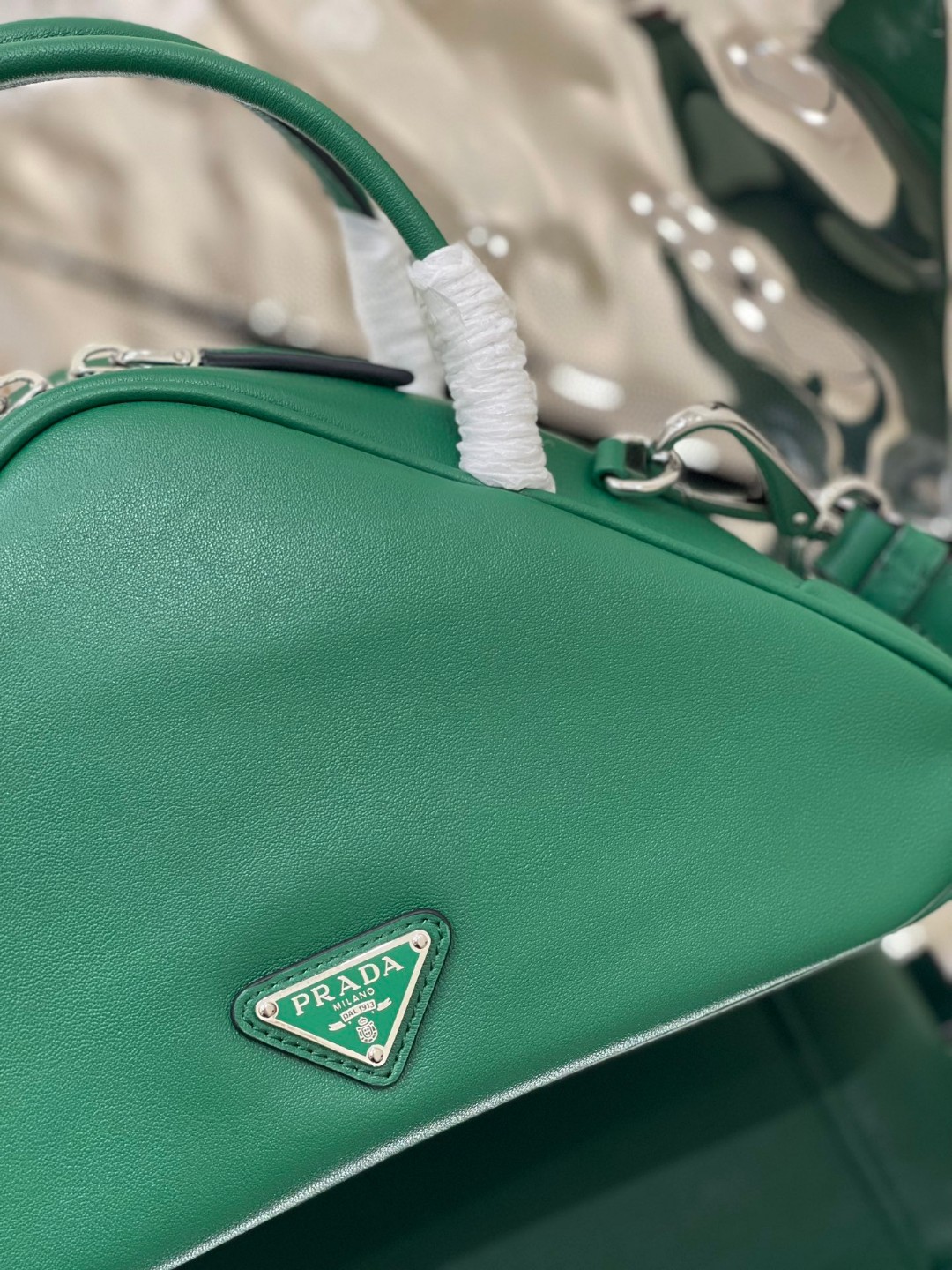 Pra*a Triangle Bag Yellow/Green For Women 9.8 in / 25 cm 1BB082_2BYA_F0377_V_NEO