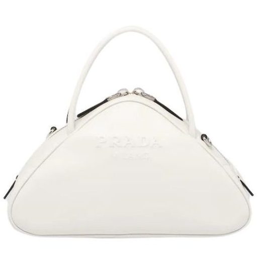 Pra*a Triangle Bag White/Black For Women 9.8 in / 25 cm 1BB082_2BYA_F0009_V_NEO
