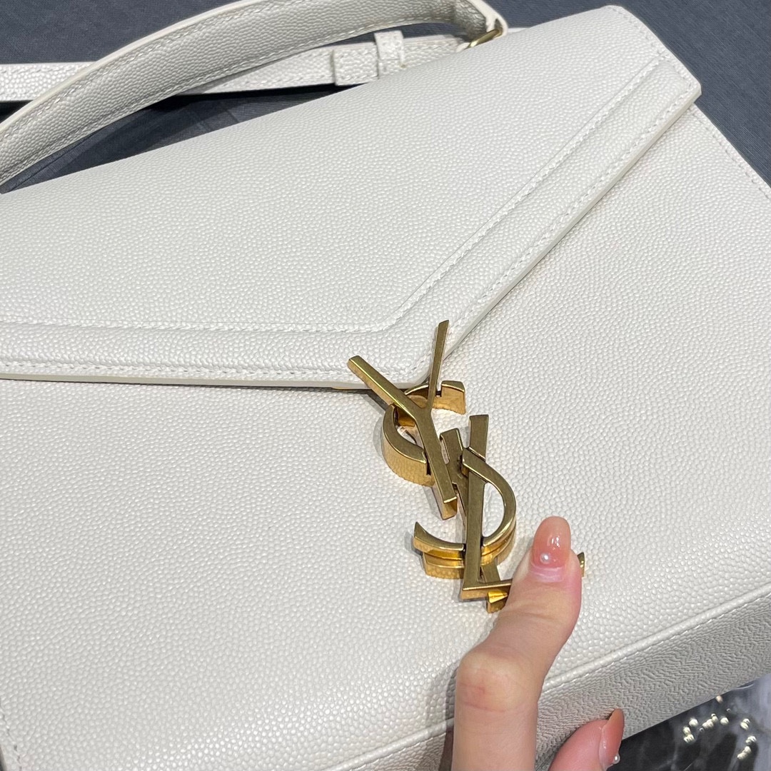 Sa1nt Lau*nt Cassandra Medium Top Handle Bag Black/White For Women‎ 9.6in/24.5cm 6239310SX0W9207