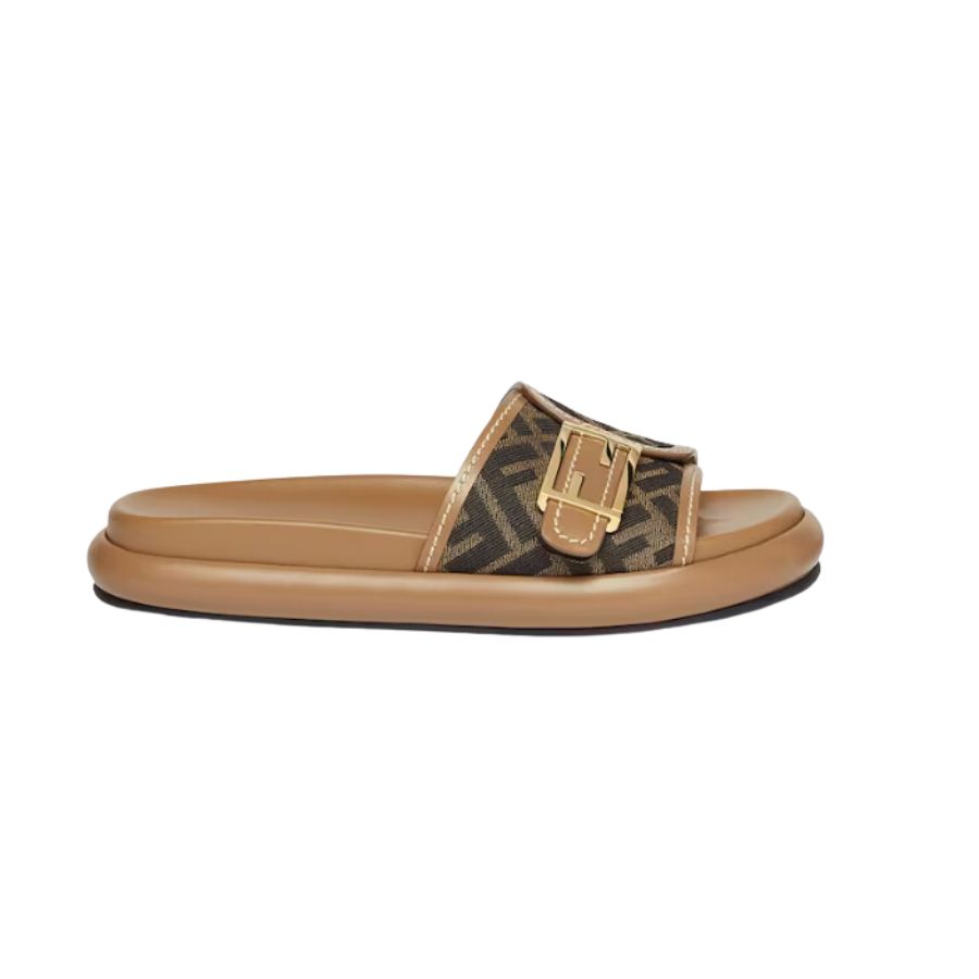 Feel Brown Fabric Slides For Women- 8X8404AJZFF1ICN