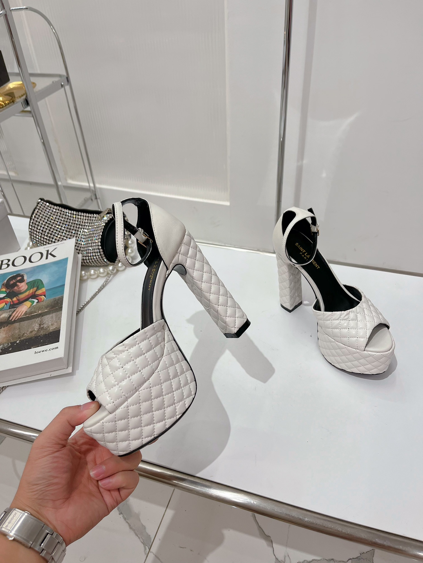 Sa1nt Lau*nt Jodie Platform Sandals In Smooth White For Women