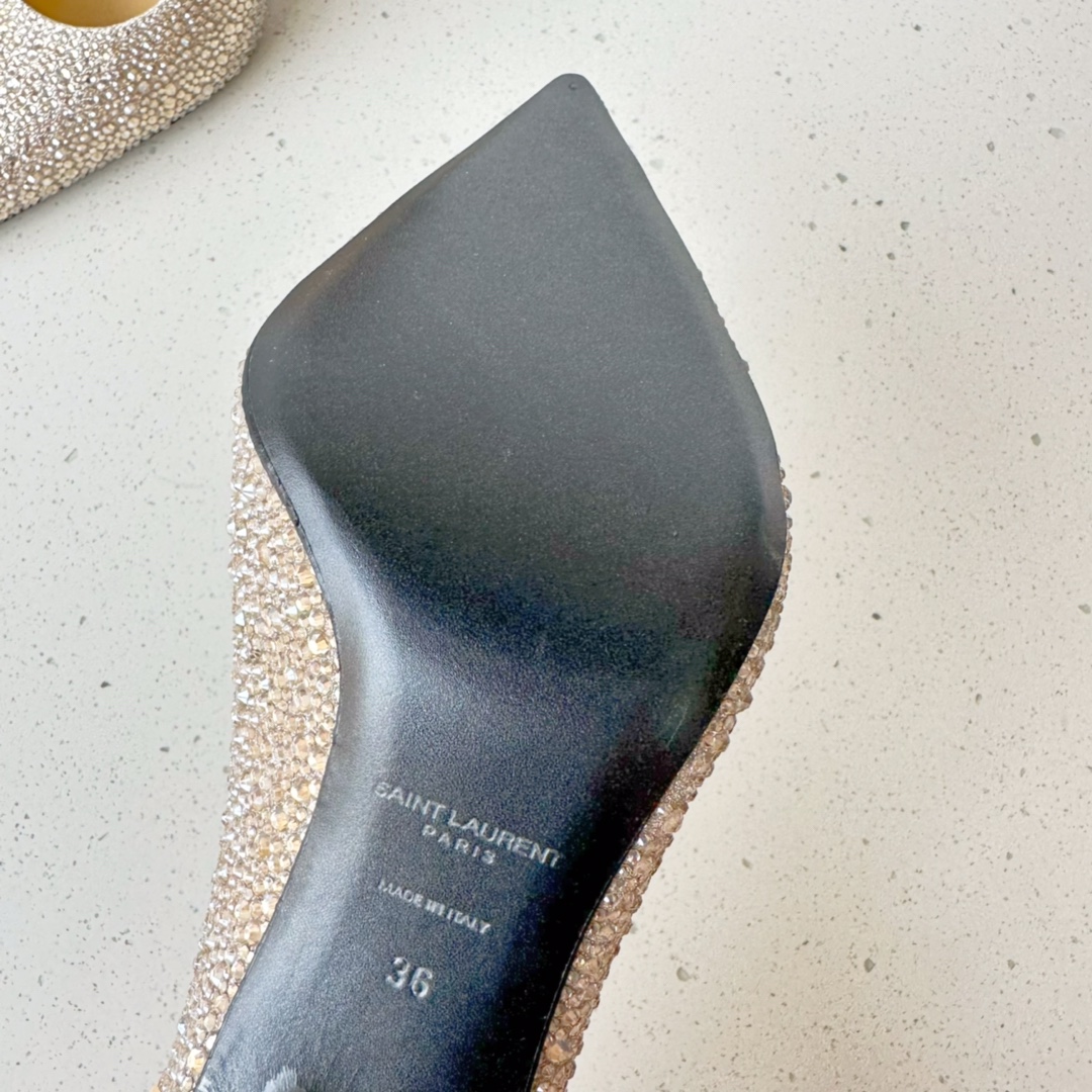 Sa1nt Lau*nt Opyum Pumps In Rhinestones Gold For Women