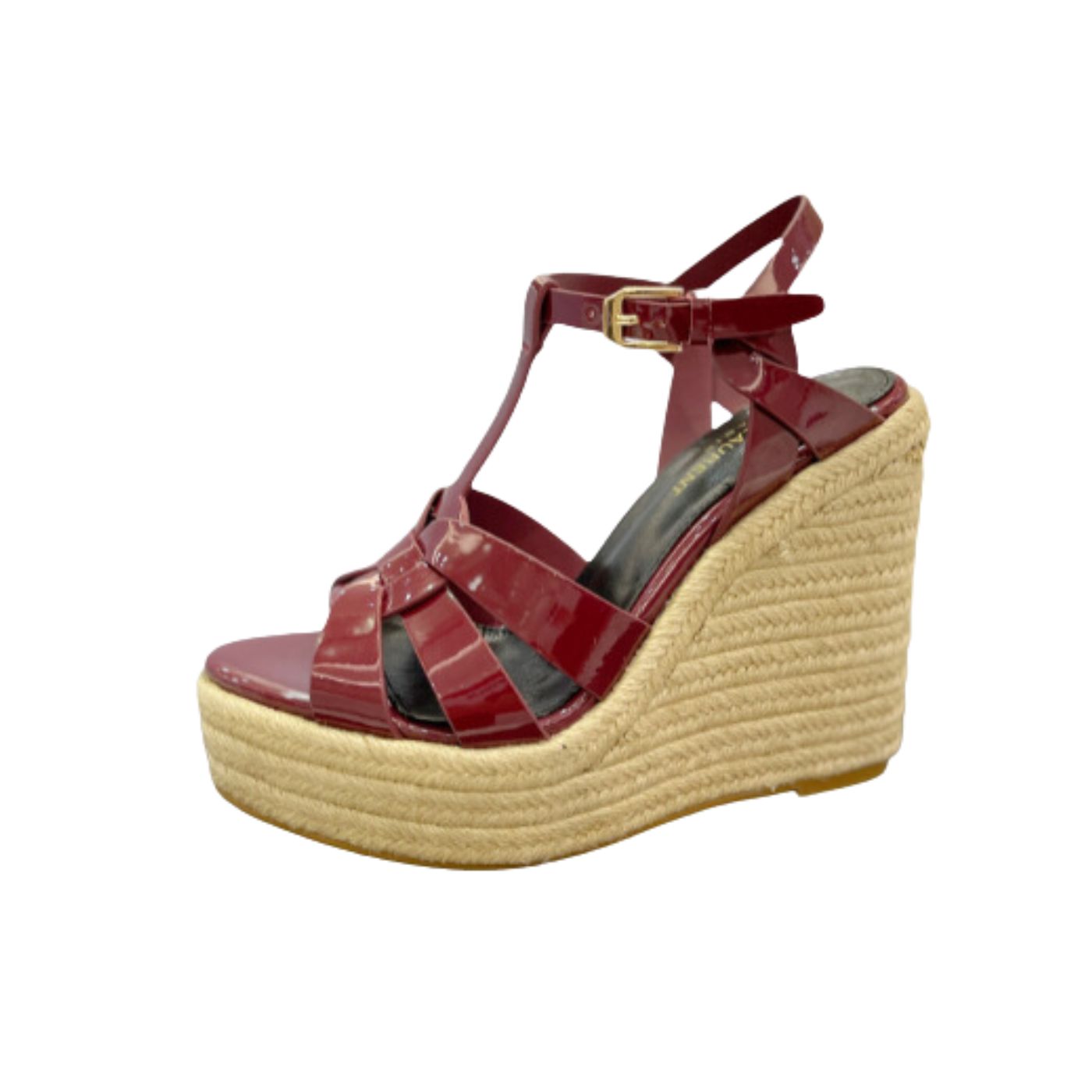 Sa1nt Lau*nt Tribute Espadrilles In Patent Burgundy For Women