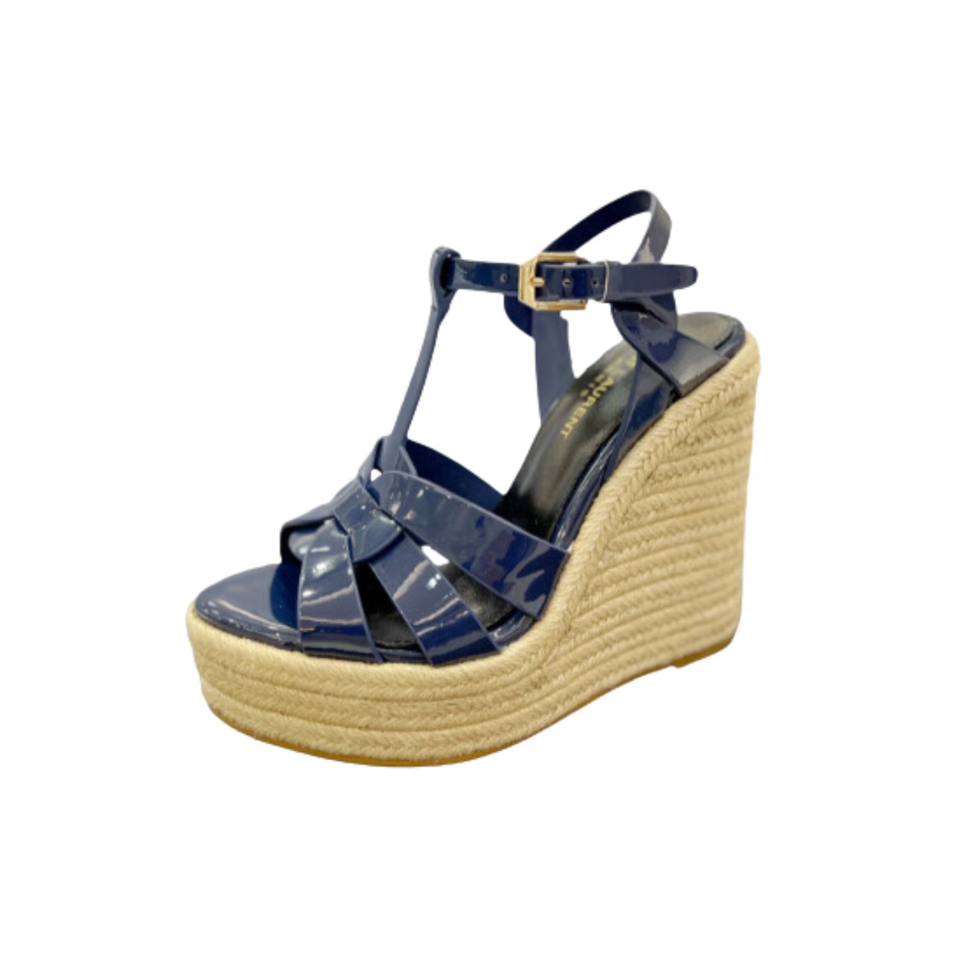 Sa1nt Lau*nt Tribute Espadrilles In Patent Navy Blue For Women