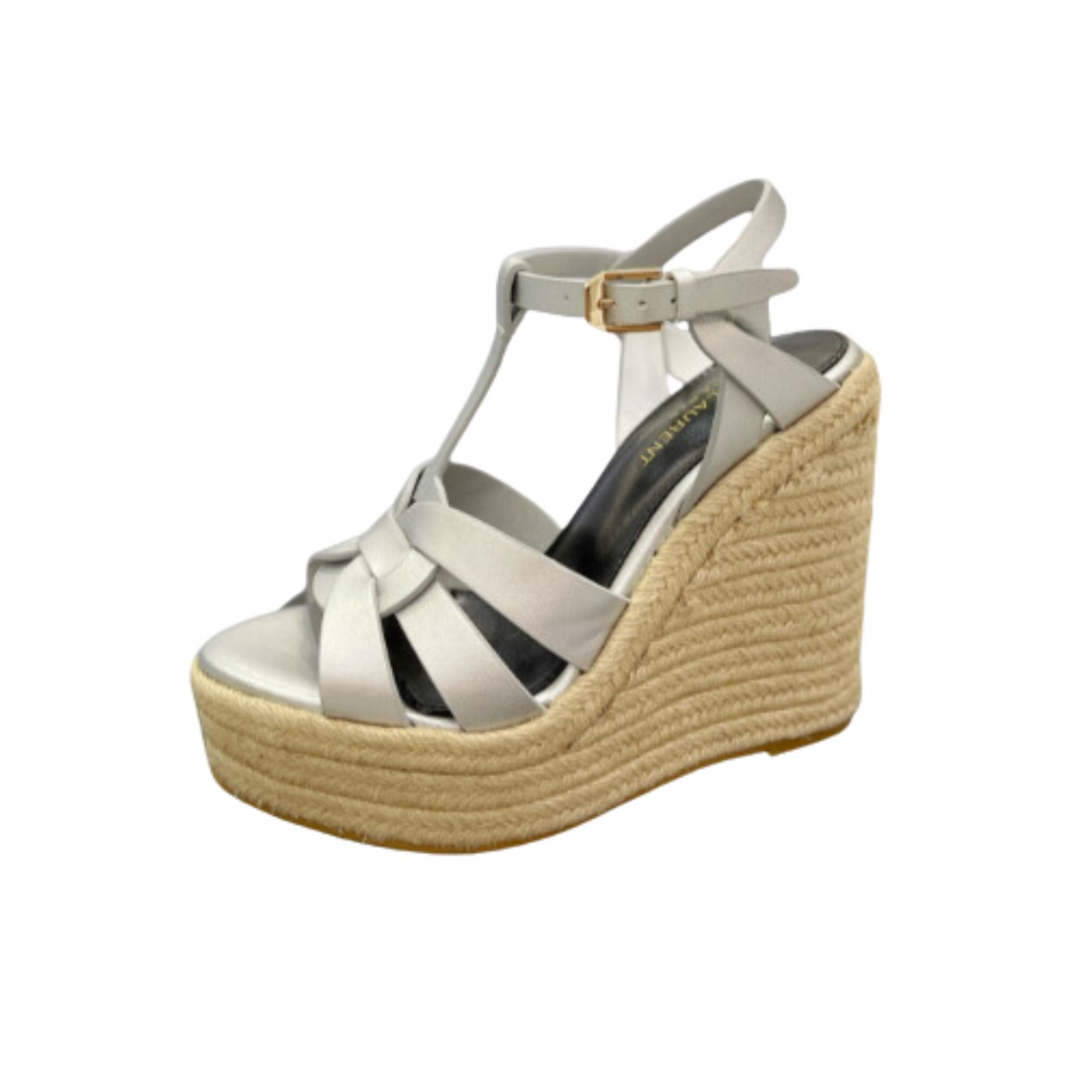 Sa1nt Lau*nt Tribute Espadrilles In Smooth Silver For Women