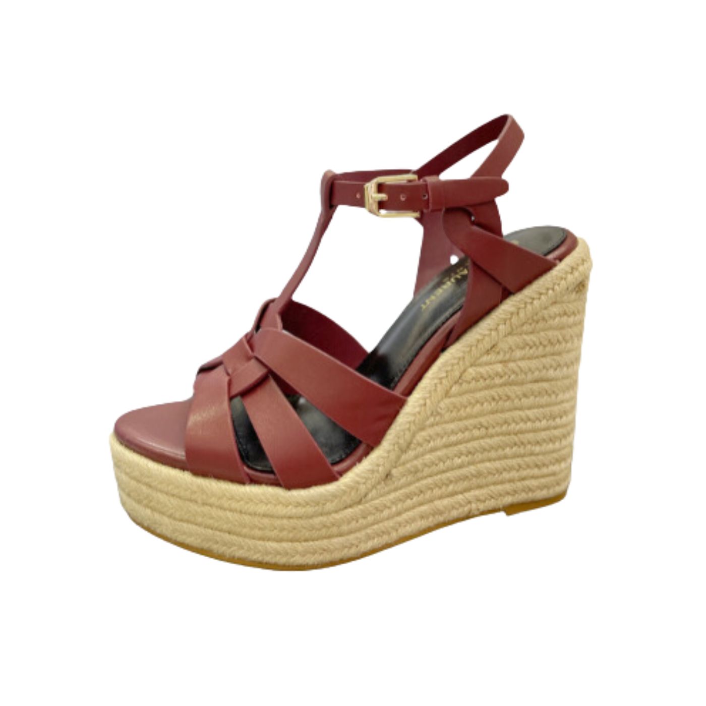 Sa1nt Lau*nt Tribute Espadrilles In Smooth Burgundy For Women 611924BDA002206